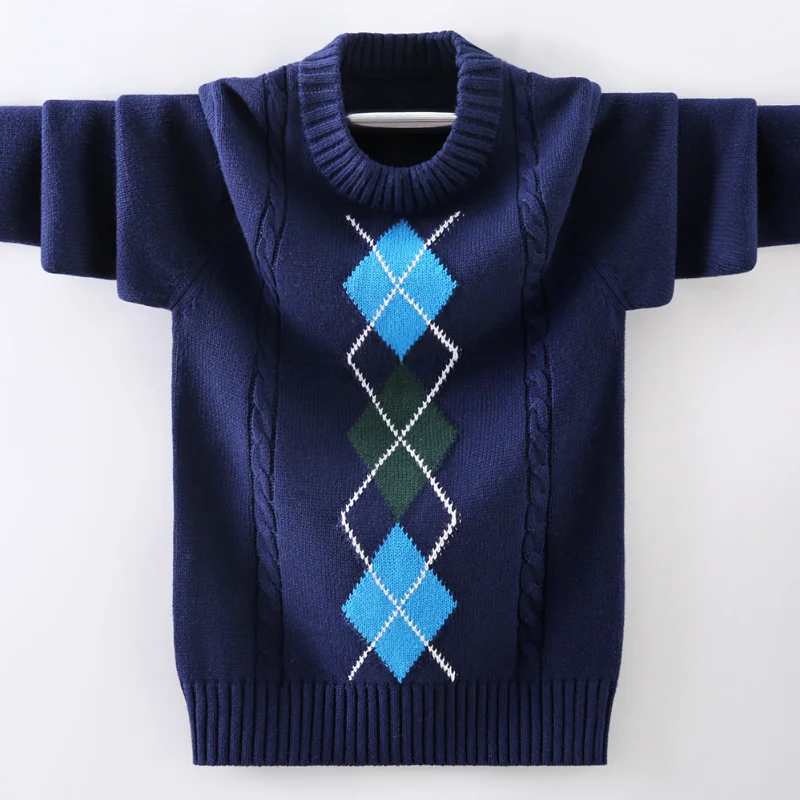 

Boys Pullover Knitting Sweater Children's Winter Clothing New Cotton Keep Warm O-Neck 2023