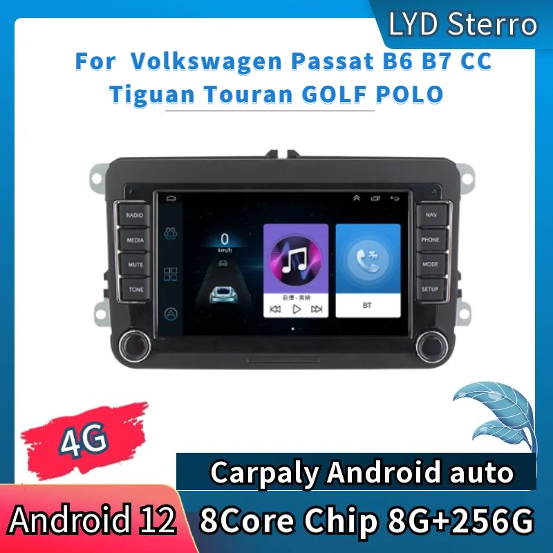 

LYDSterro for Volkswagen Passat B6 B7 CC Tiguan Touran GOLF POLO AndroidAuto Radio Carplay 4G Car Multimedia GPS 7Inch Bluetooth