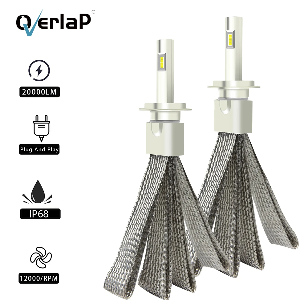 

2Pcs H1 H4 H11 H7 Led Headlight Bulbs For Auto H8 H9 9006 9005 HB3 HB4 Car Lights 20000LM Fanless Lamps Car Universal Turbo