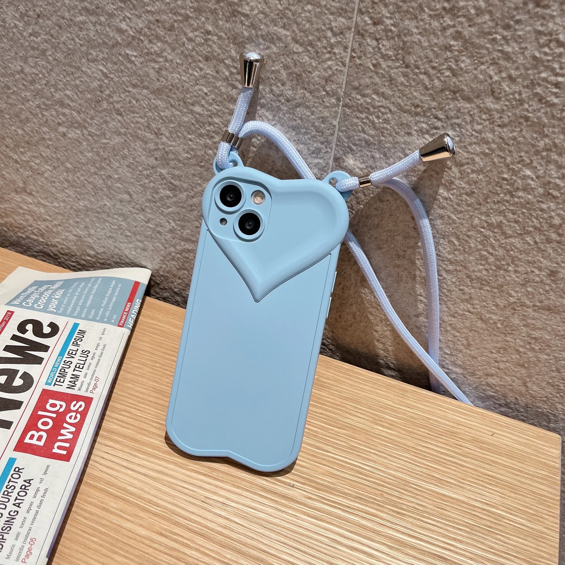 

3D Love Heart Crossbody Lanyard Shockproof Silicone Cover Strap Cord Soft Case For iPhone 14 13 12 11 Pro Max XS XR X 7 8 Plus