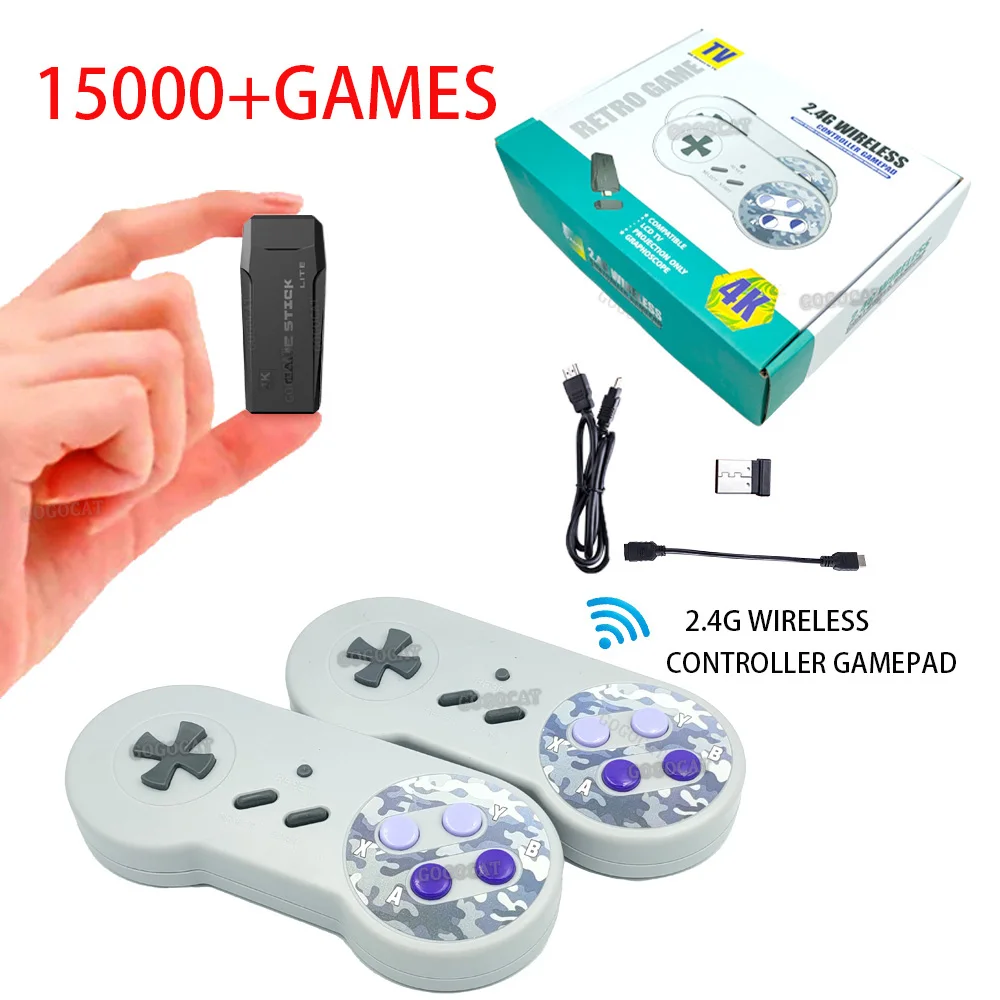 

GOGOCAT Ретро портативная игровая консоль 4k Hd 15000 игр беспроводной игровой контроллер эмулятор коробки для PS1/GBA/Atari детей