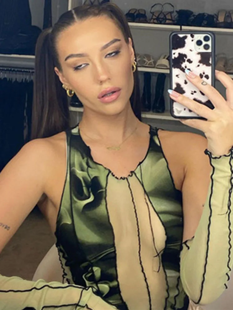 

Женский укороченный топ в стиле пэчворк, привлекательный сетчатый жилет, повседневная универсальная облегающая футболка в Корейском стиле...