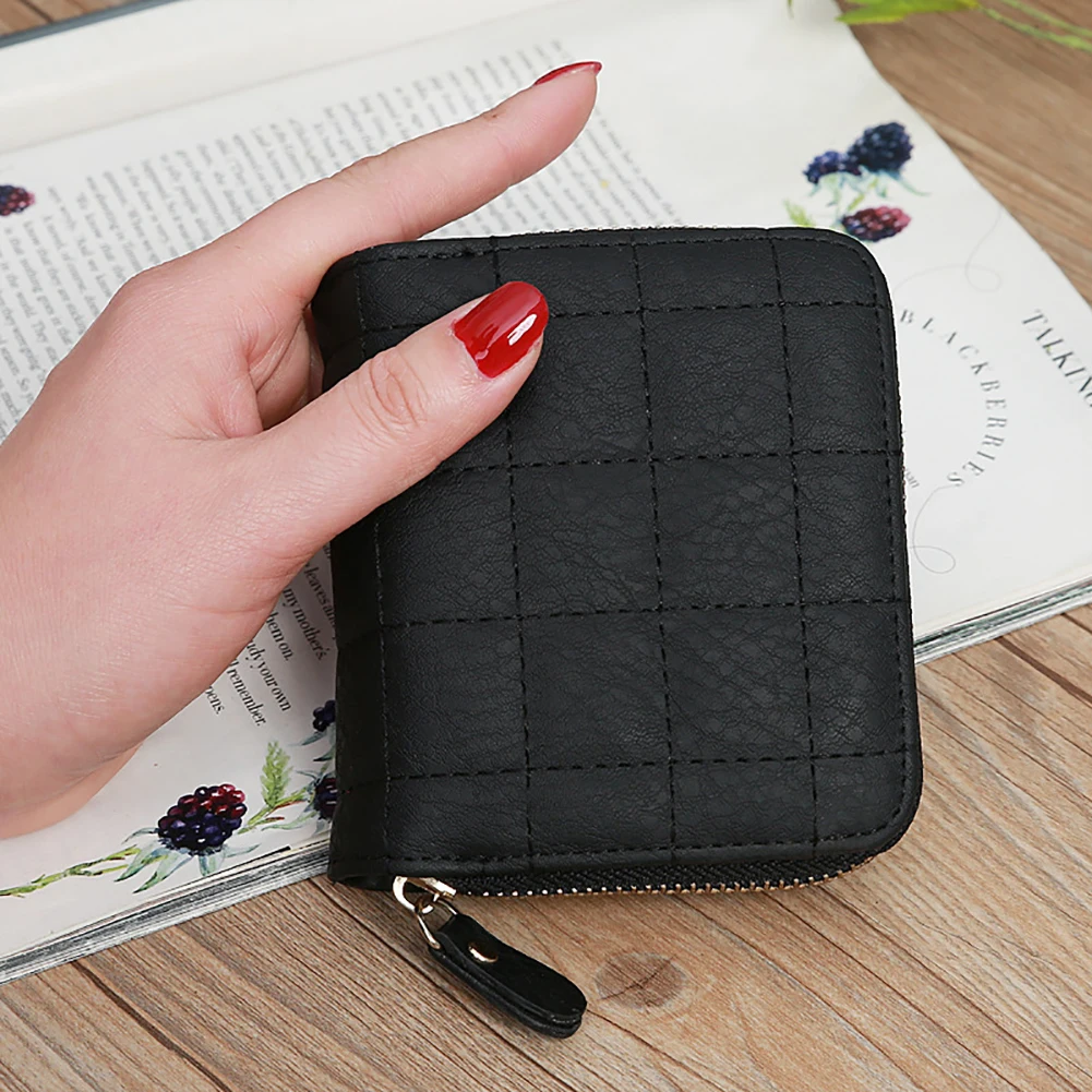 

Fashion Mini Wallets Women Short Coin Purse Solid Exquisite Leather Women Card Holder Small Zipper Ladies Girl Clutch Pouch