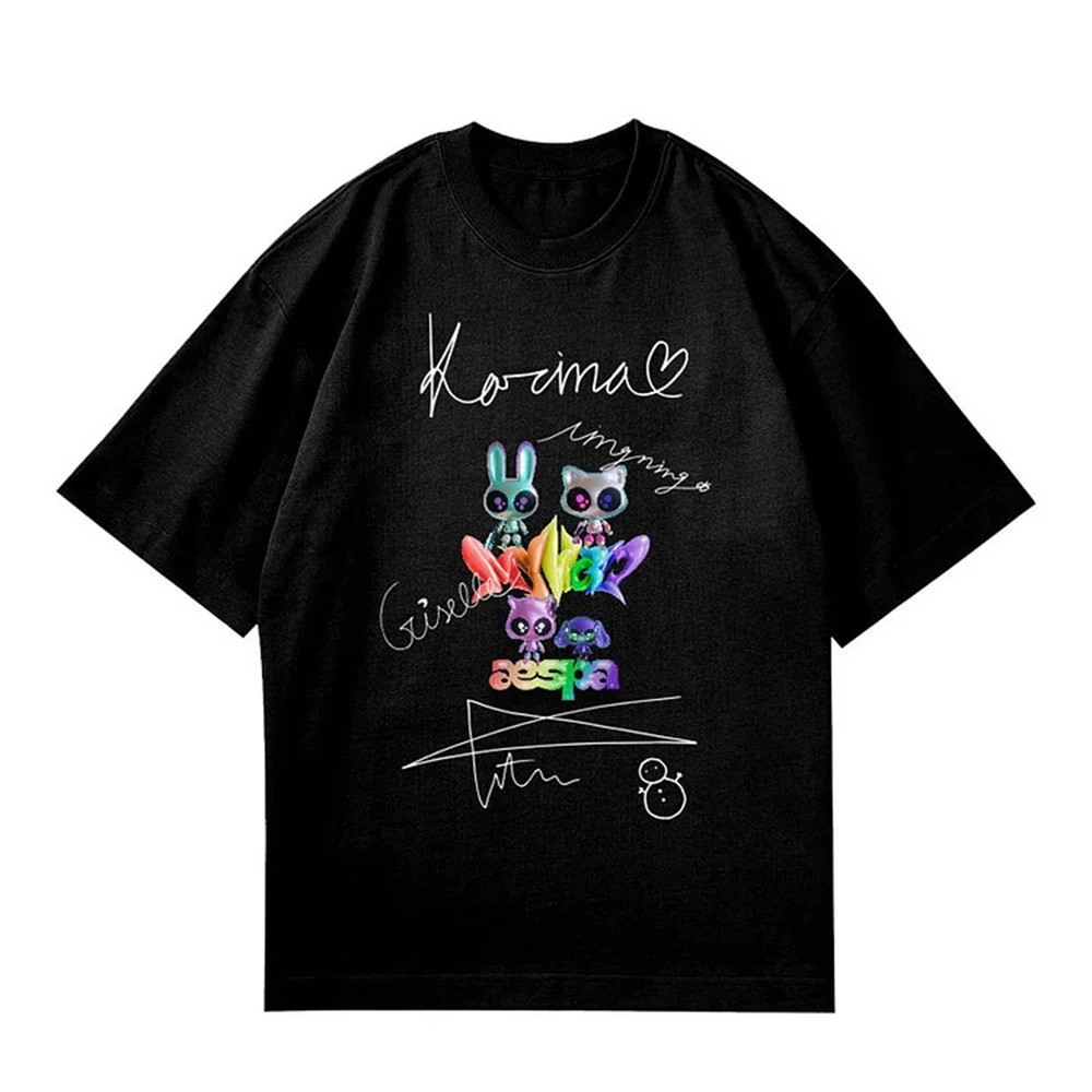 

Kpop Star Girl Y2k Kawaii Cartoon Graphic T shirts Summer Women's Casual O-Neck Short Sleeve Couple Fashion Short Sleeve Tee