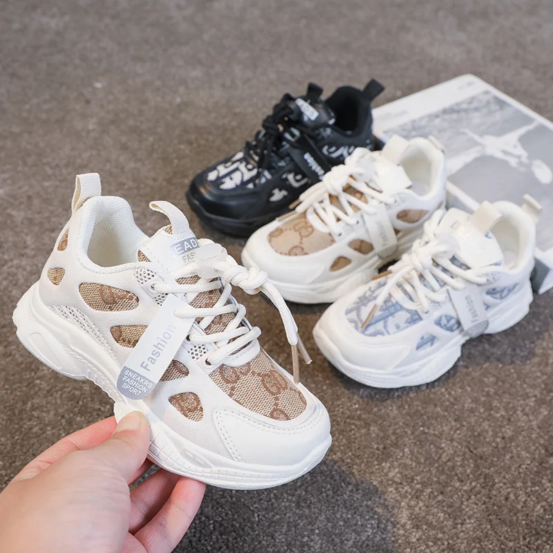 

Sport Kids Mesh Sneakers Leather Anti-slippery Fashion Sneakers Boys Casual Shoes for Children Sneakers Girls Shoes