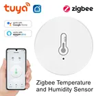 Датчик температуры и влажности Tuya ZigBee, умный дом со светодиодным экраном, работает с Google Assistant и Tuya Zigbee Hub