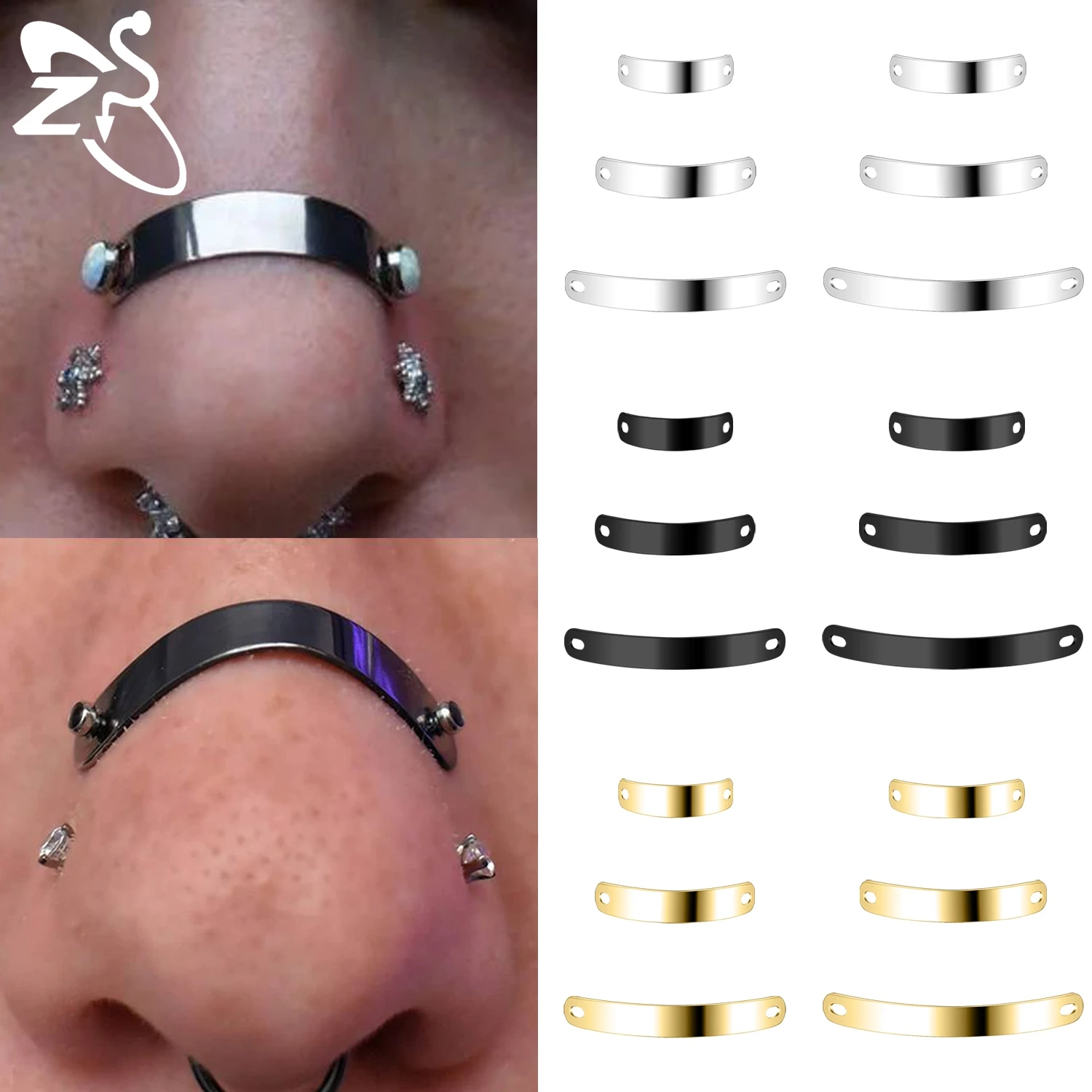 ZS 1 шт. панк Woundplast форма мостик из нержавеющей стали пирсинг для ушей мужская