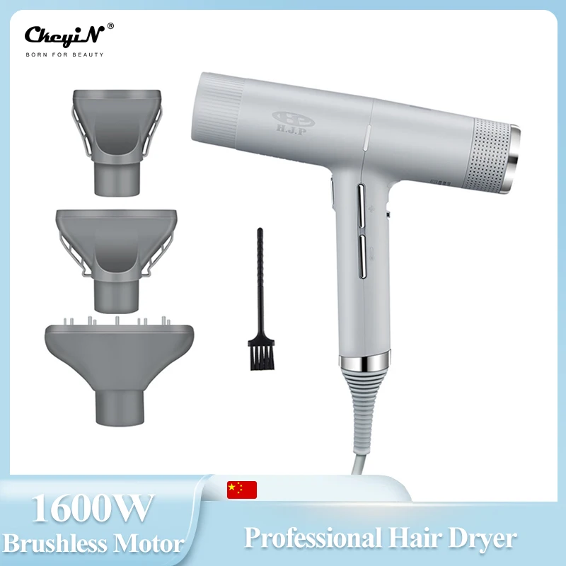 

Профессиональный фен CkeyiN с мощным бесщеточным Мотором, сушилка с отрицательными ионами, горячим и холодным воздухом и диффузором, 3 скорост...