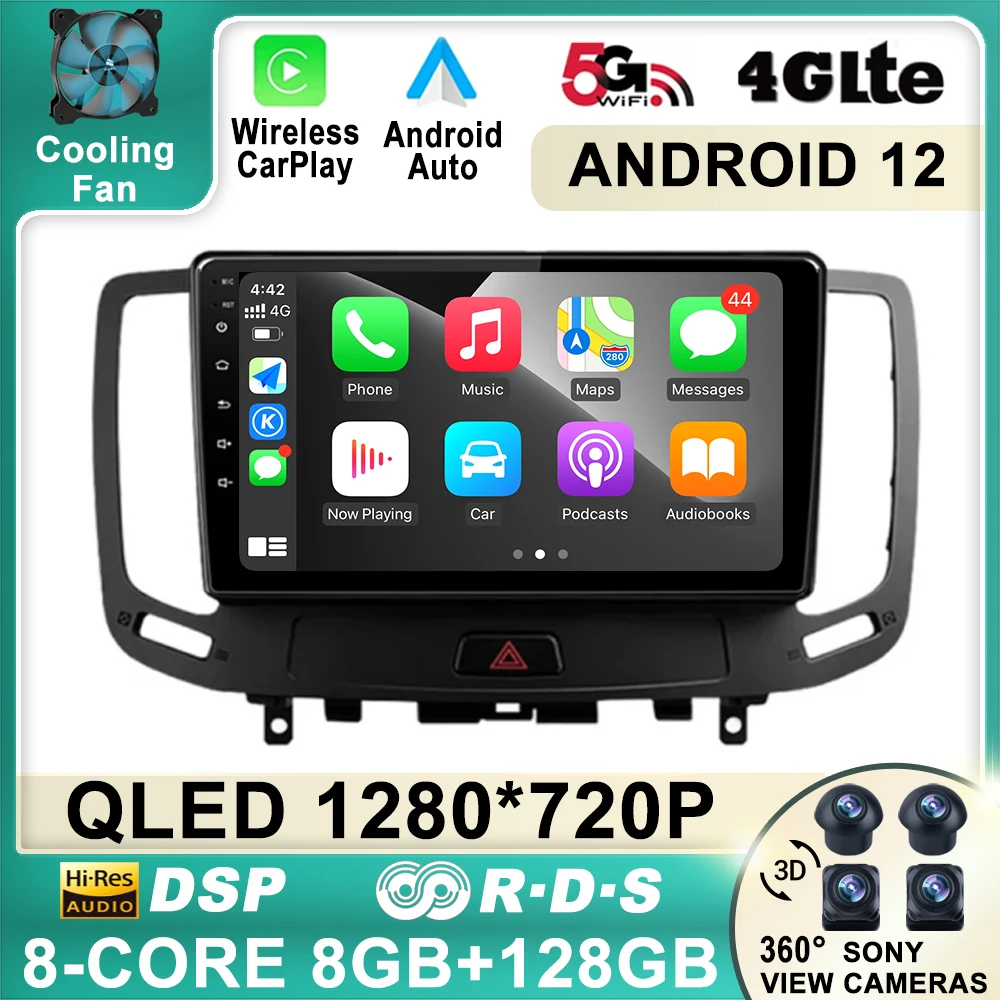 

IPS DSP Android 12 Car Video Player GPS Navigation Multimedia For Nissan Voor Infiniti G4 G25 G35 G37 2006 - 2013 No DVD
