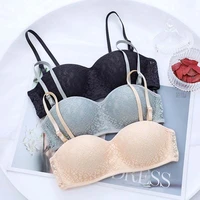 wasteheart new sexy women gray skin wireless lace bow padded bras push up female bras bralette cup a b underwear invisible