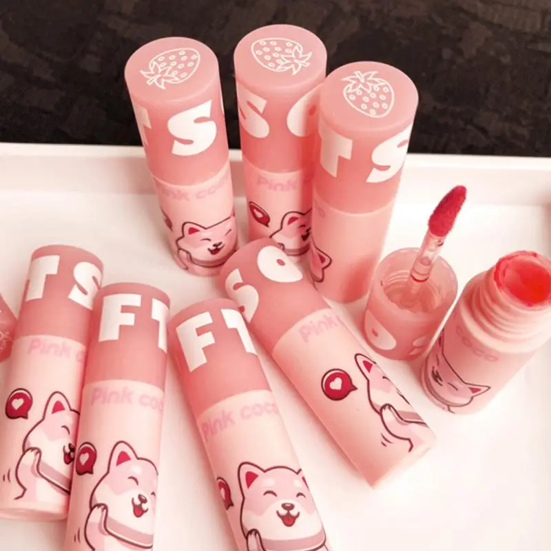 

Pinkcoco Bubble Bear Matte Lip Glaze Waterproof Lasting Non-fading Non-stick Cup Matte Natural Lip Gloss Makeup Lipsticks