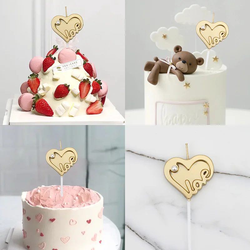 

Valentine's Day Cake Candle Heart Shape Love Letter Print Candles Creative 3D Romantic Cupcake Candle Wedding Party Decoration
