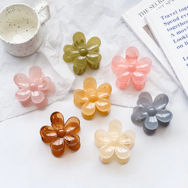 

2022 Korean Spring Summer New Trendy Cindy Color Flower Hair Claws Crabs For Women Hair Accessories Hair Clips Wholesale Gifts