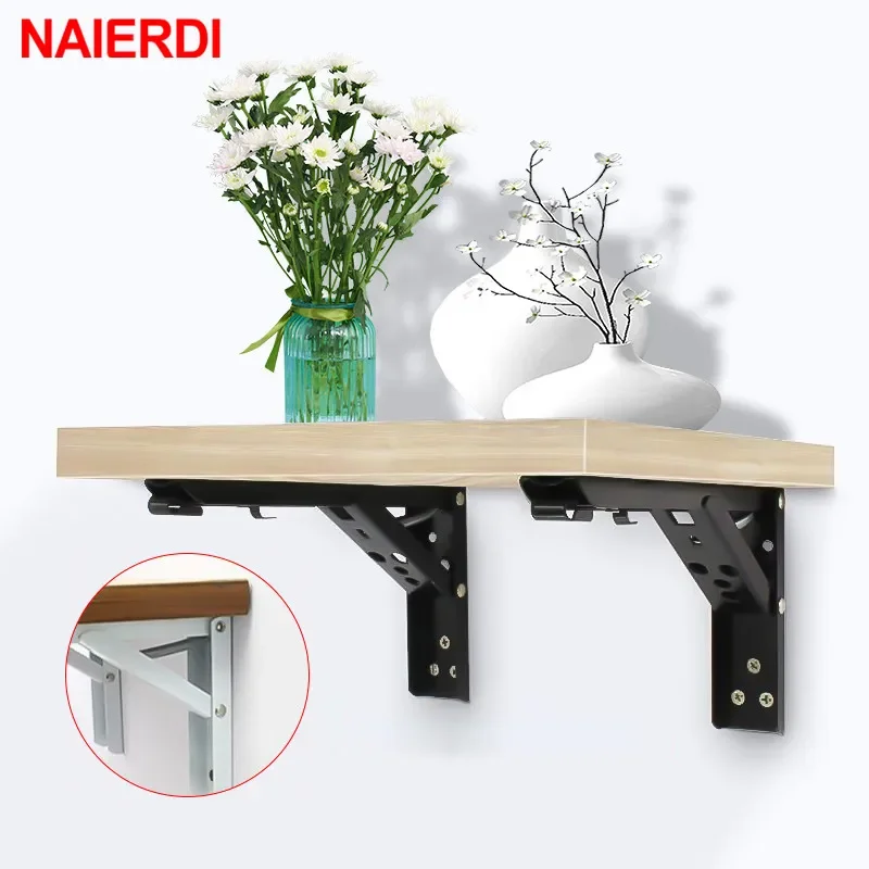 

NEW 2PCS Triangle Folding Angle Bracket Heavy Support Adjustable Wall Mounted Bench Table Shelf Bracket Furniture Hardware