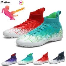 Unisex Football Boots Large Size To 48# High Gang TF/FG Outsole Non-Slip Soccer Shoes Lawn Breathable Foot Training Sneakers