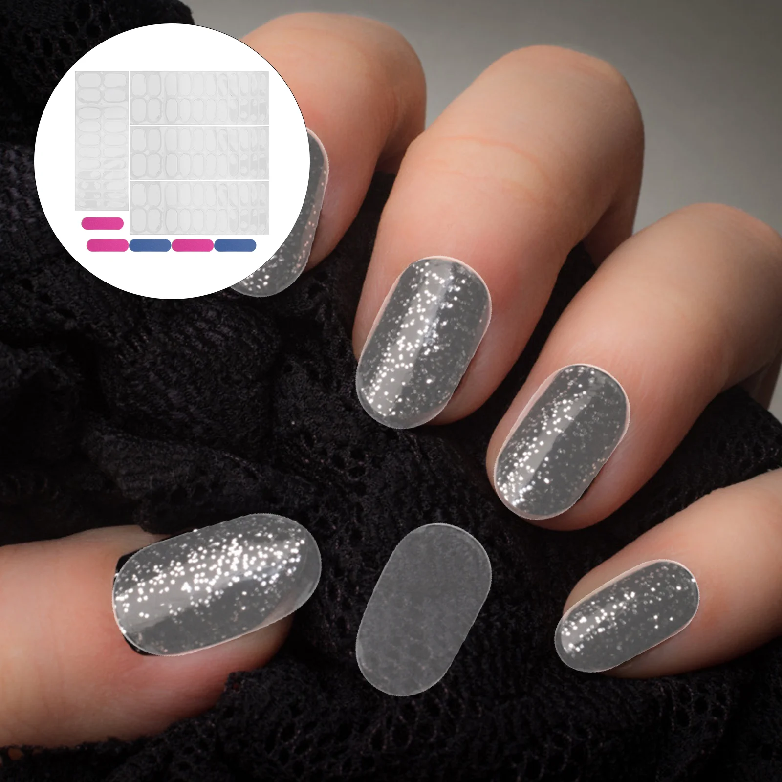 

Nail Stickers Gel Pedicure Kit French Manicure Strips Semi Cured Clear Polish Wrap Decals Nails Professional