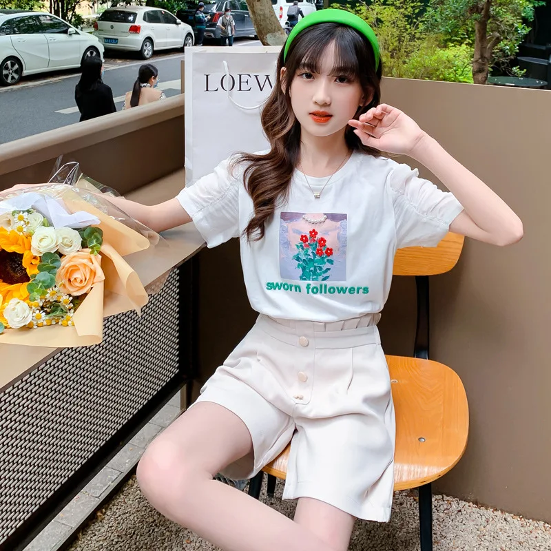 

Детский хлопковый костюм с шортами и коротким рукавом, в Корейском стиле