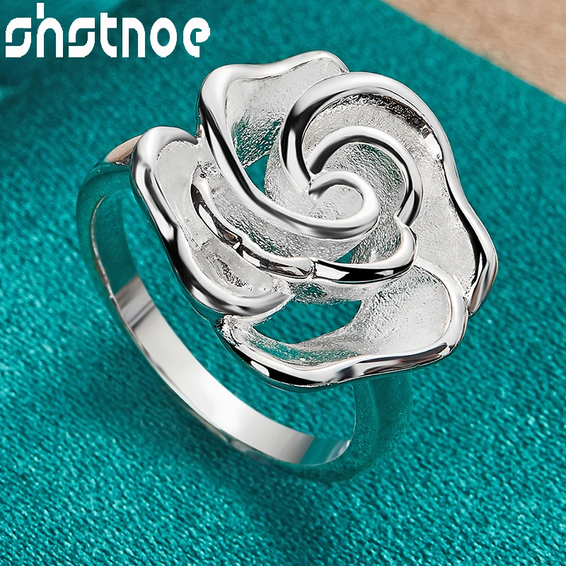 SHSTONE стерлингового серебра 925 пробы кольца с цветком розы для женщин модные