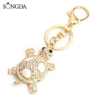 fashion crystal tortoise keychain cartoon cute animal pendant keychains enamel keyring handbag car key jewelry friends gifts