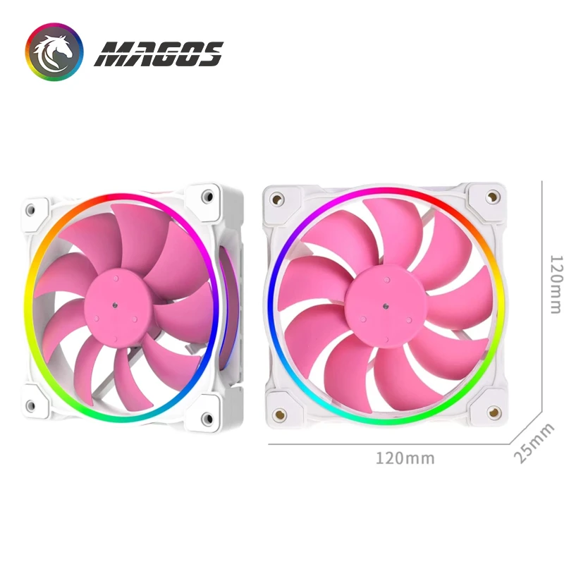 Fan 12cm 5v 3p Argb Ventilador Mb Sync, 4 Pin Pwm Smart Control Fans For Radiator Pc Diy Cabinet Zf-12025-pink