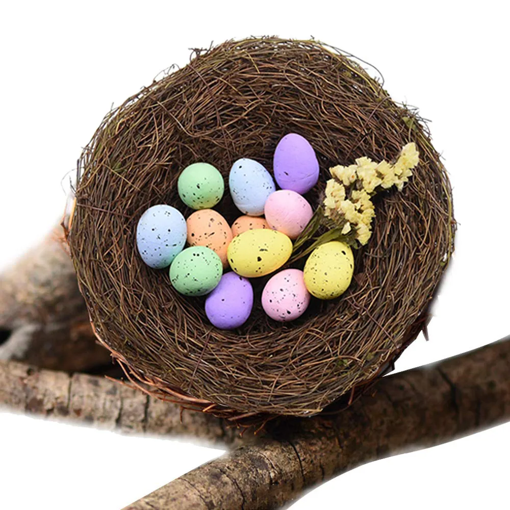 

Vine Woven Easter Birds Chicks Nest Easter Eggs Decorations Prop Artificial Bird Nest Spring Home Garden Easter Party Decoration