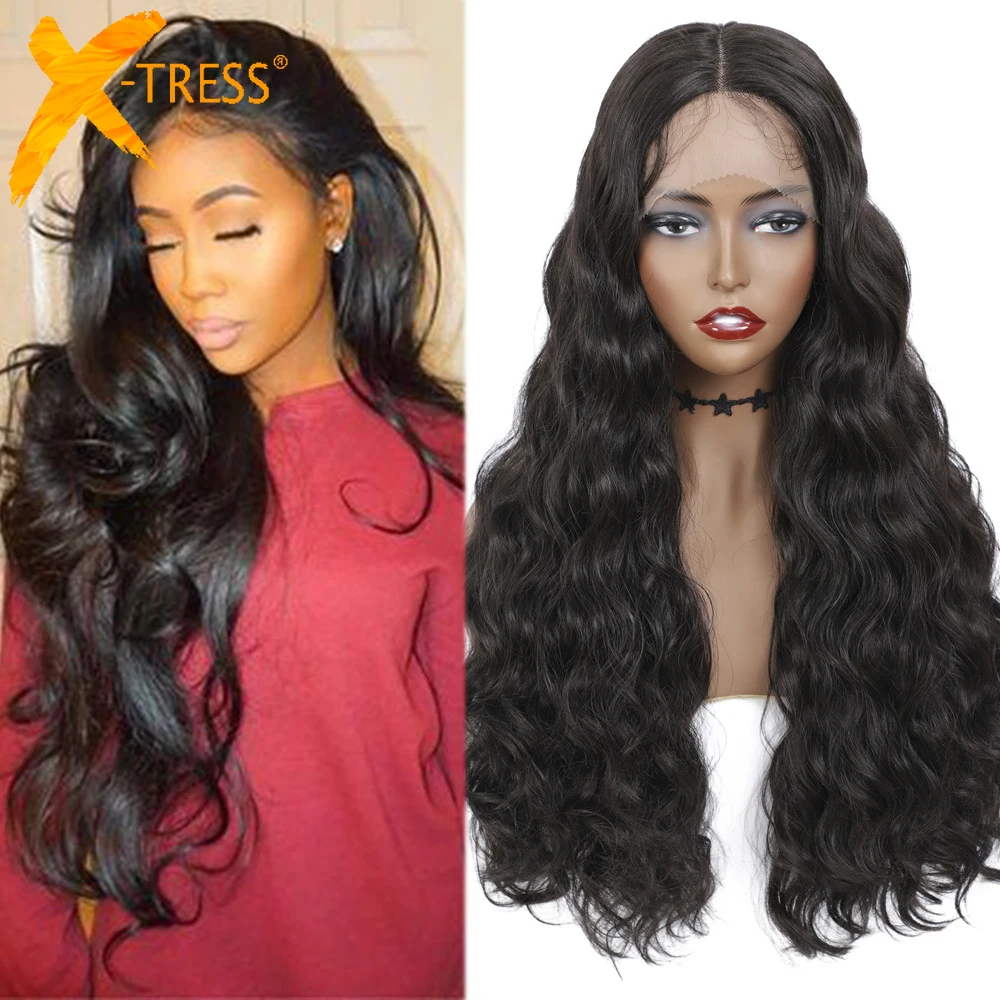 

Loose Wave Synthetic Lace Front Wigs Middle Part Long Wavy Hair Wig With Baby Hair Natural Soft Fluffy Daily Hairstyle X-TRESS