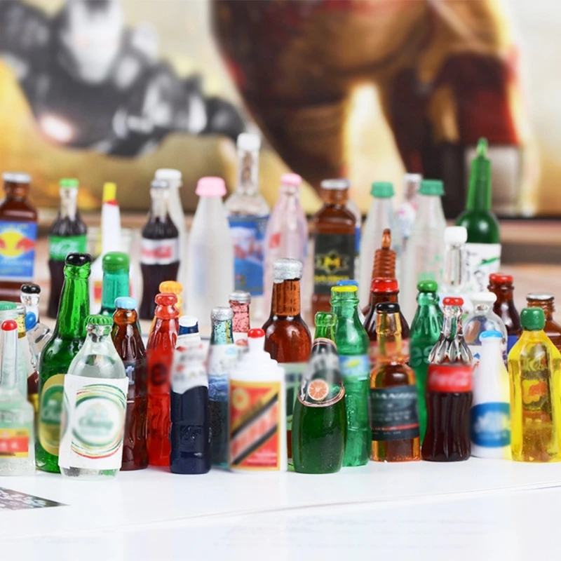 

1/12 Dollhouse Miniature Resin Bottle Simulation Wine Bottle Beverage Bottle Model Dollhouse Accessories