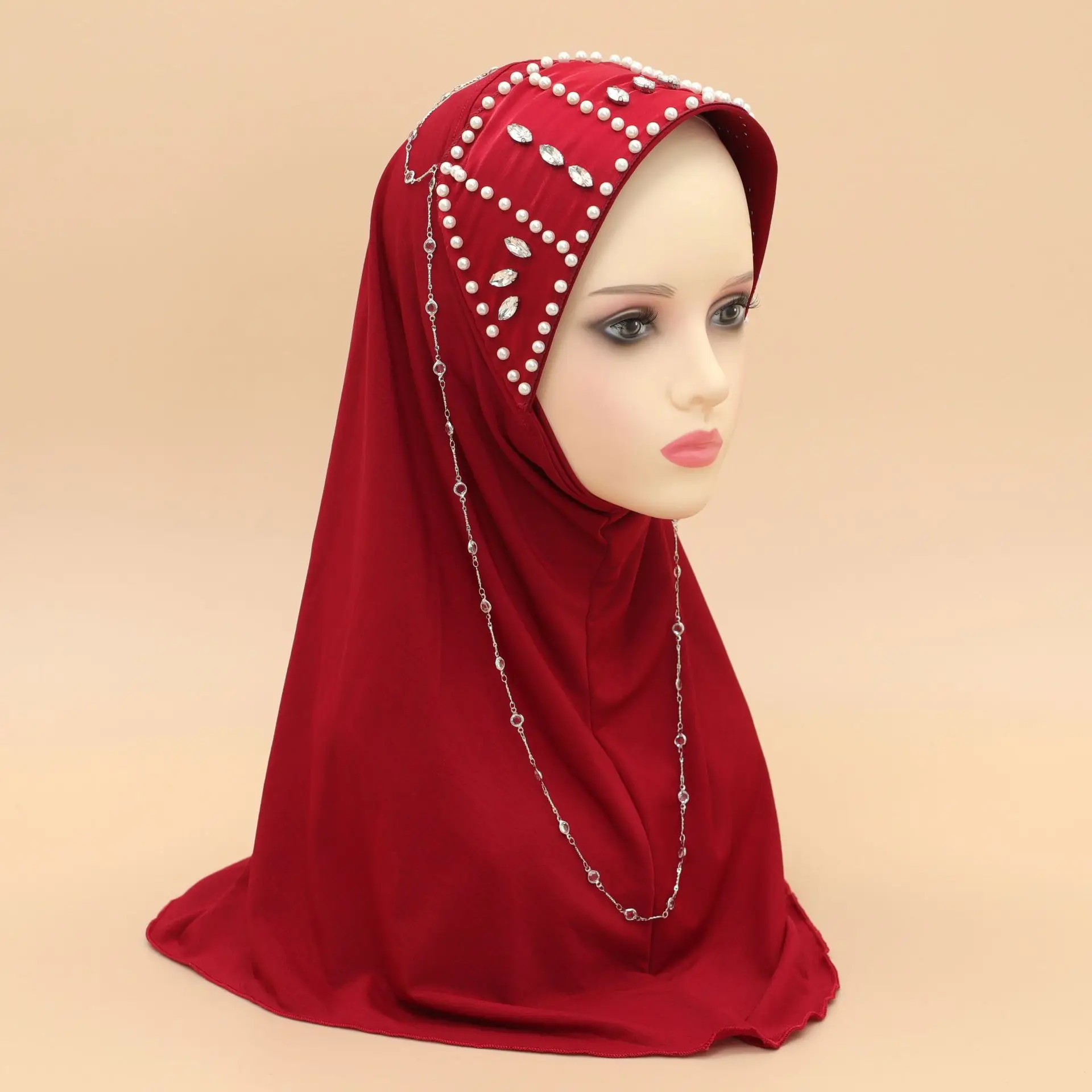 Мусульманский хиджаб с бриллиантами хиджабы из бисера арабские женщины готовый