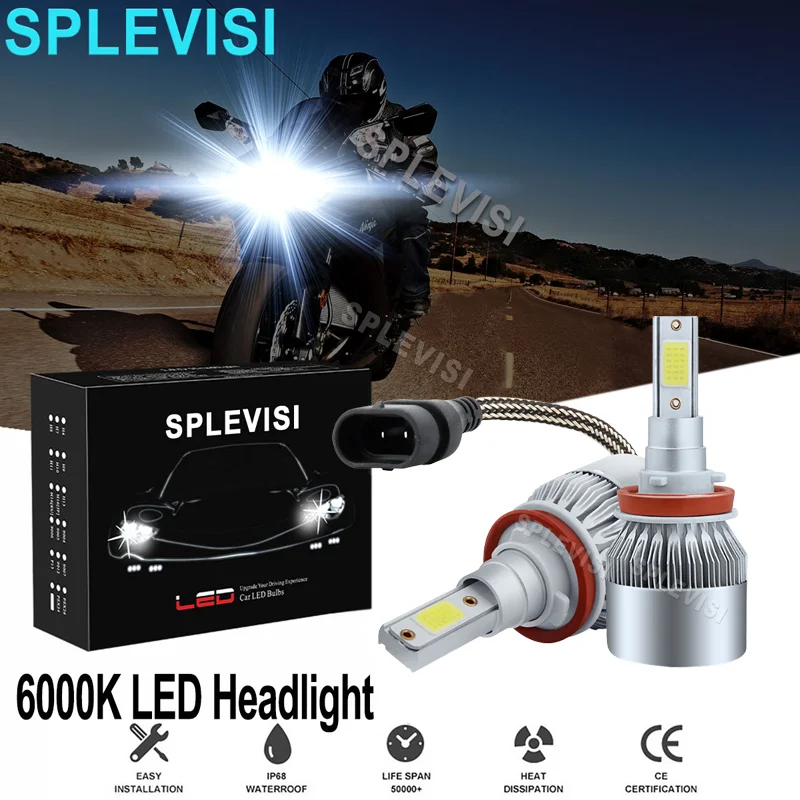 SPLEVISI Светодиодная лампа для фар мотоцикла 2X H11 подходит для Kawasaki Ninja ZX14R ZX1400F ABS 2012 2013 2014 6000K белый 12 В
