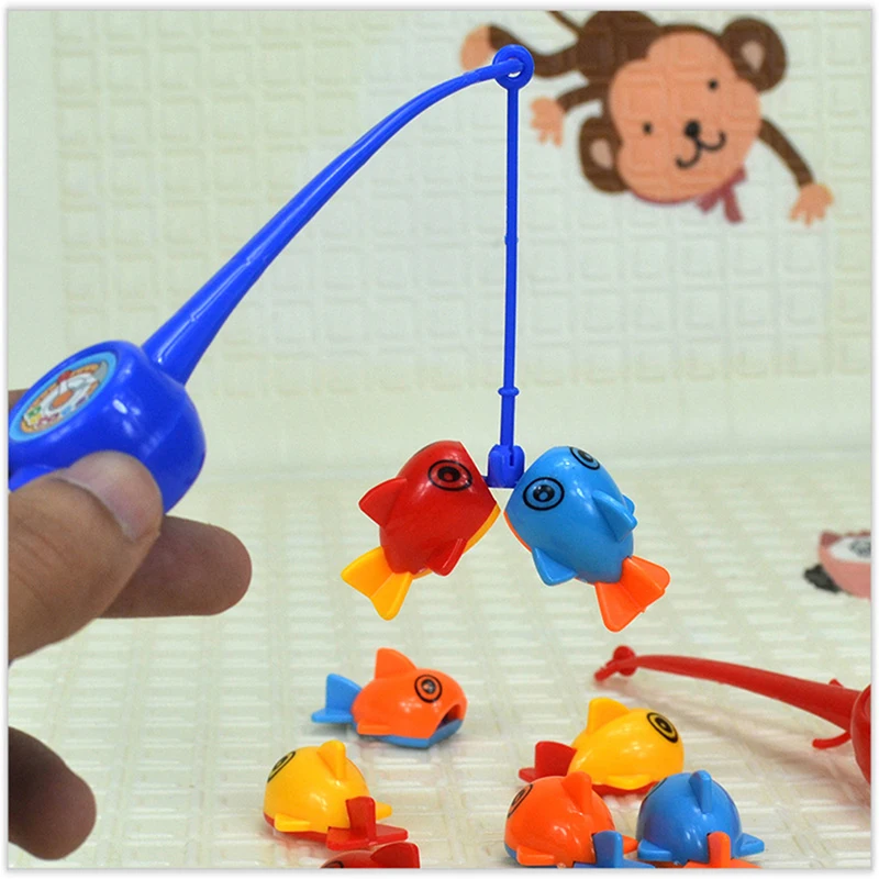 

Children's Magnetic Fishing Parent-child Interactive Toys Game Kids 1 Rod 6 3D Fish Baby Bath Toys Outdoor Toy