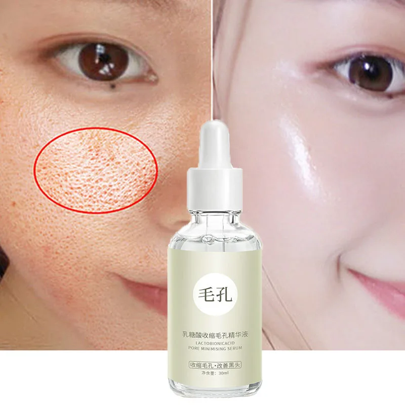 Lactobionic Acid Pore Shrink Face Serum Fade Dark Spots Exfoliating Moisturizing Nourish Repair Gel Whitening Facial Skin Care