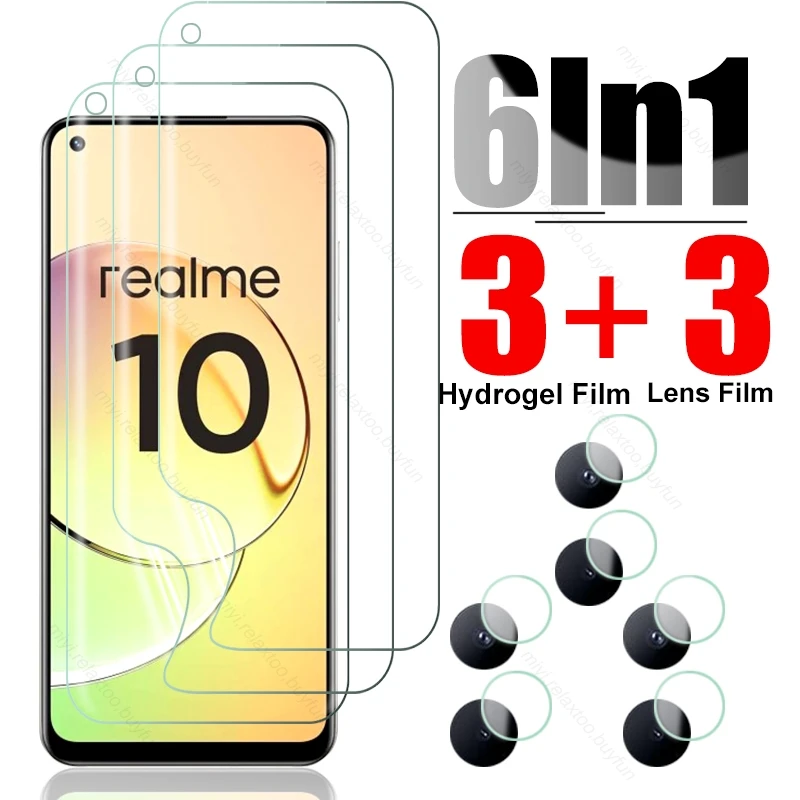 

6In1 999D Soft Hydrogel Film For Realme 10 4G 2022 RMX3630 6.4" Camera Glass On Realmi 10 4G Screen Protector Not Glass Realme10