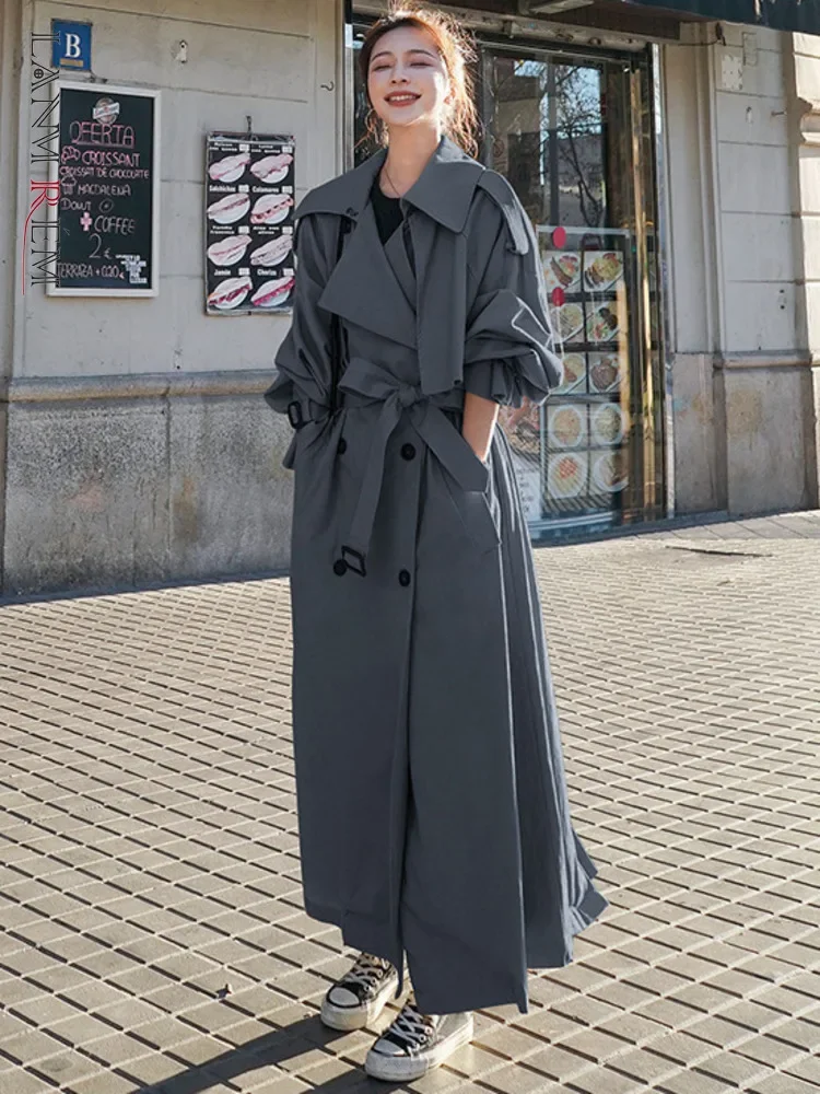 Женская ветровка с отложным воротником двубортное Свободное пальто V-образным