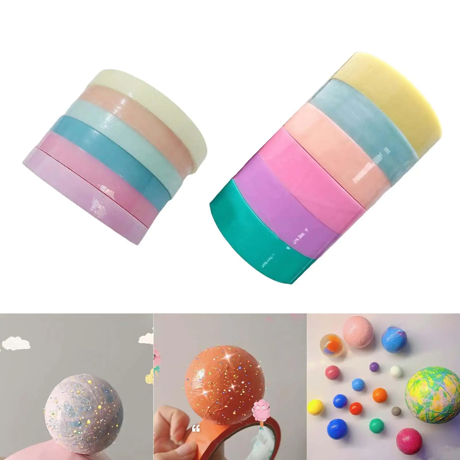 

6Pcs Sticky Ball Tapes Colorful Educational Candy Color for Relaxing Gifts