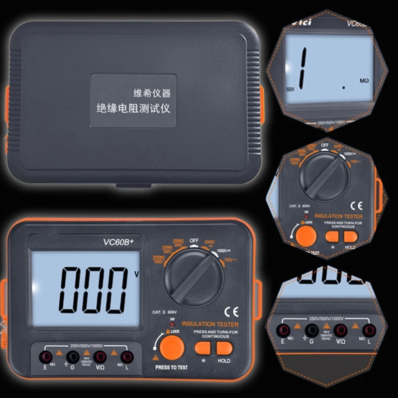 Цифровой тестер сопротивления изоляции VC60B + измеритель постоянного и
