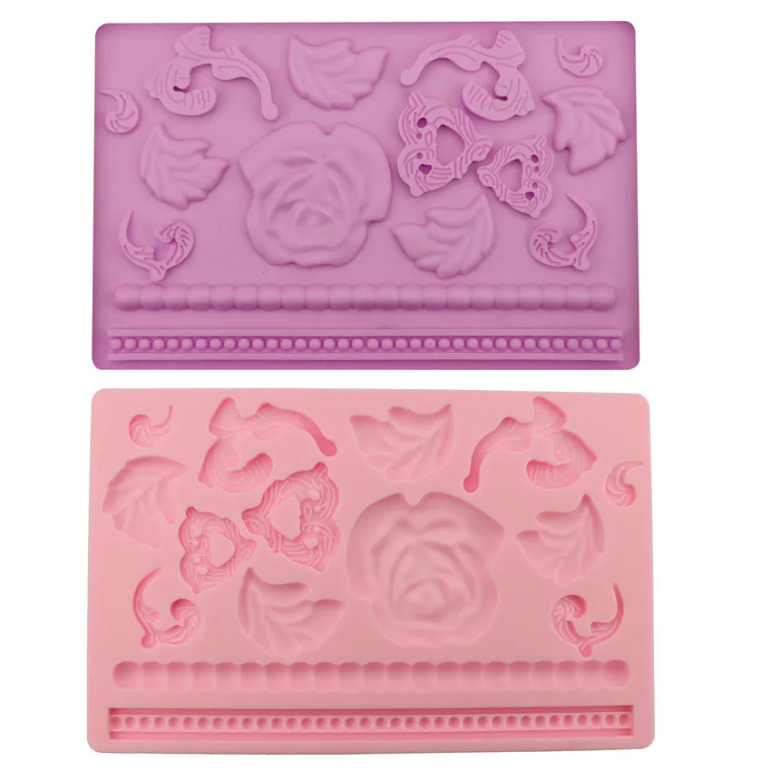 

Rose Fondant cake candy embossing pad silicone dry pace mold DIY cake baking tool