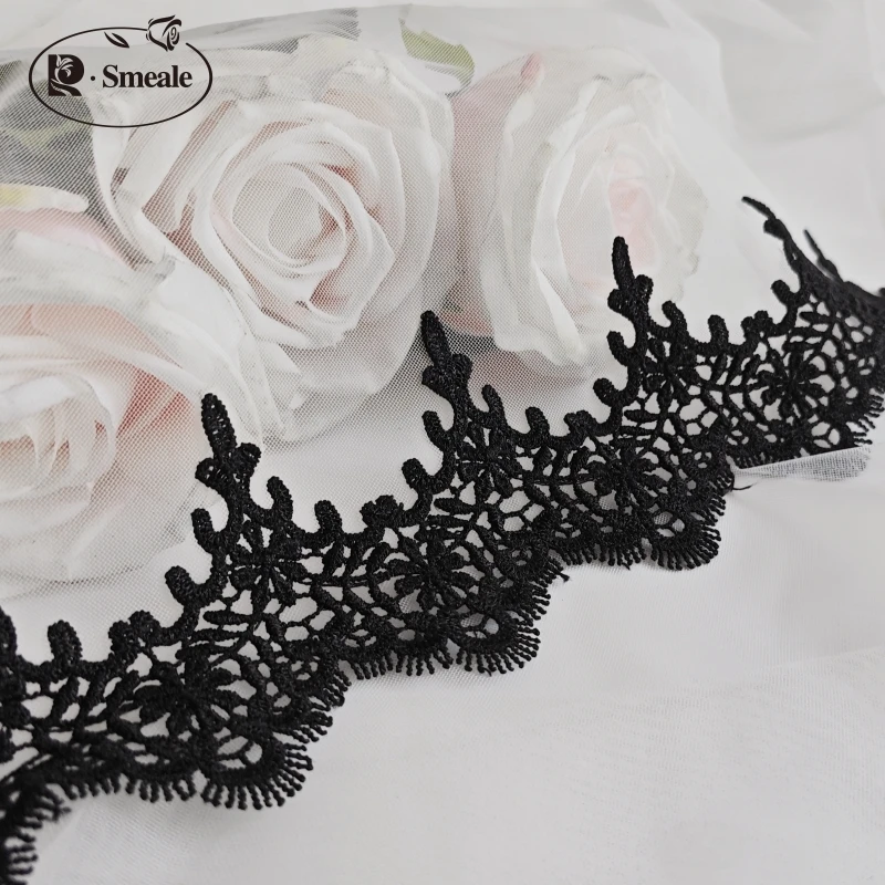 

14Yards Width 6cm Black Water-soluble Embroidery Flower Lace, Handmade DIY Home Decoration Clothing Accessories RS4789
