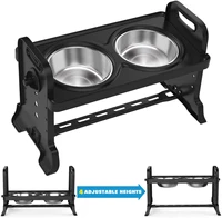 atuban adjustable elevated dog bowls 4 adjustable heights dog cat raised stand feeder with double stainless steel bowls