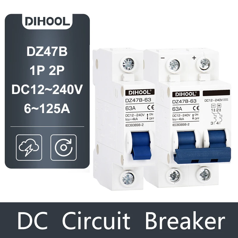 

Мини автоматический выключатель dihool DC 12-240V 6-125A