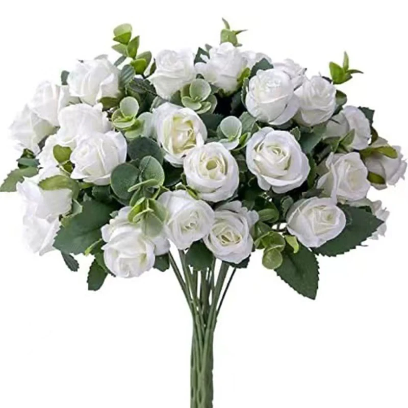 

11 Heads Rose Artificial Flower Wedding Decorations Eucalyptus Leaves Peony Bouquet Fake Flower Christmas Party Home Room Decor