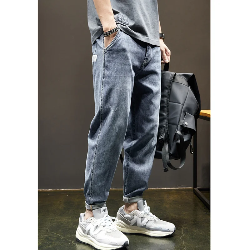 Men's Wear 2022 New Straight Loose Cylinder Jeans Vintage Elastic Force Comfortable Blue Harun Trousers Women Autumn and Winter