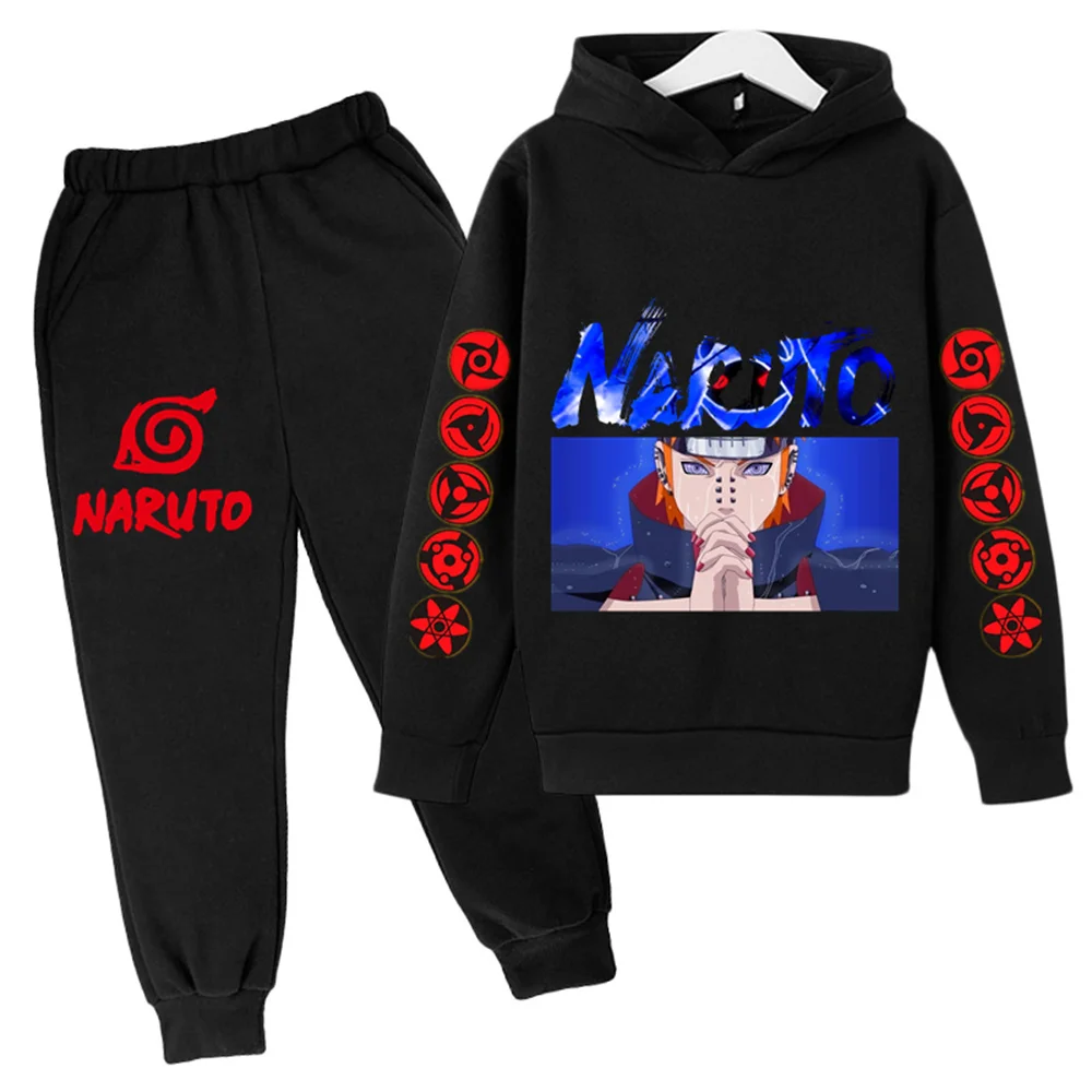 

2023 Naruto Spring Baby Boy Girl Casual Tracksuit Children Print Children's Tops + Pants Boys Clothing Suits 4-14 Years Sport