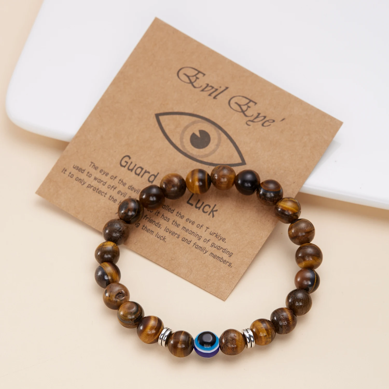 Мужские браслеты с бусинами Турецкий Дурной глаз 8 мм браслет вулканическим
