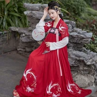chinese traditional embroidery hanfu women female cosplay costume fancy dress red jacket hanfu dress for women large size