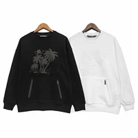 palm angels 22ss letter logo autumn and winter mens and womens lovers coconut tree pattern plus velvet casual sports sweater