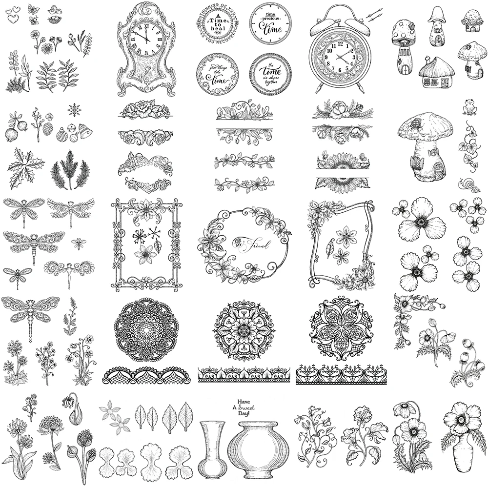 Новинка 2022, набор прозрачных штампов и металлических вырубных штампов со стрекозой для скрапбукинга, рукоделия «сделай сам», Цветочная оправа, фоновая карта