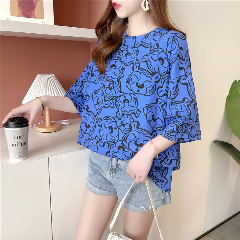 

Футболка женская оверсайз в стиле Харадзюку, модная тенниска с мультяшным принтом в стиле 90-х, повседневный розовый топ с коротким рукавом д...