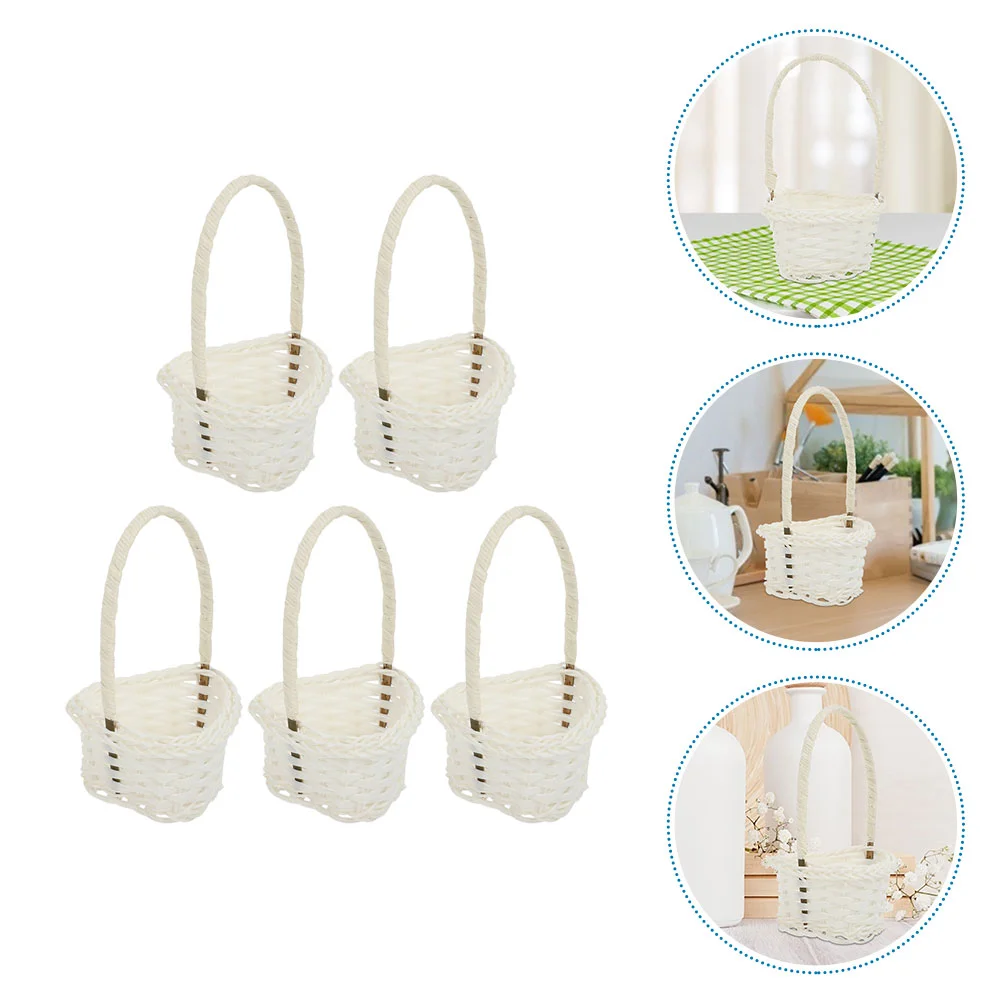 

Sewing Small Items Container Multi-function Flower Basket Storage Pastoral Style Rattan Mini Decor
