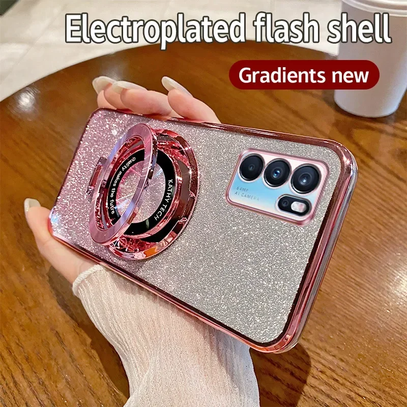 Чехол для OPPO Reno 6 Pro 5G CPH2249 гальваническое покрытие блестящая задняя крышка