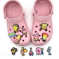1pc funny cartoon yellow sponge pvc croc jibz fit clog sandals garden shoe charms decoration kids party gift
